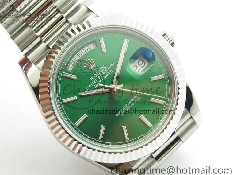 Markers 40mm SS Bracelet Green 228239 SS Stick 904 Version Dial Day-Date Dial A2836 on President New BP 0714